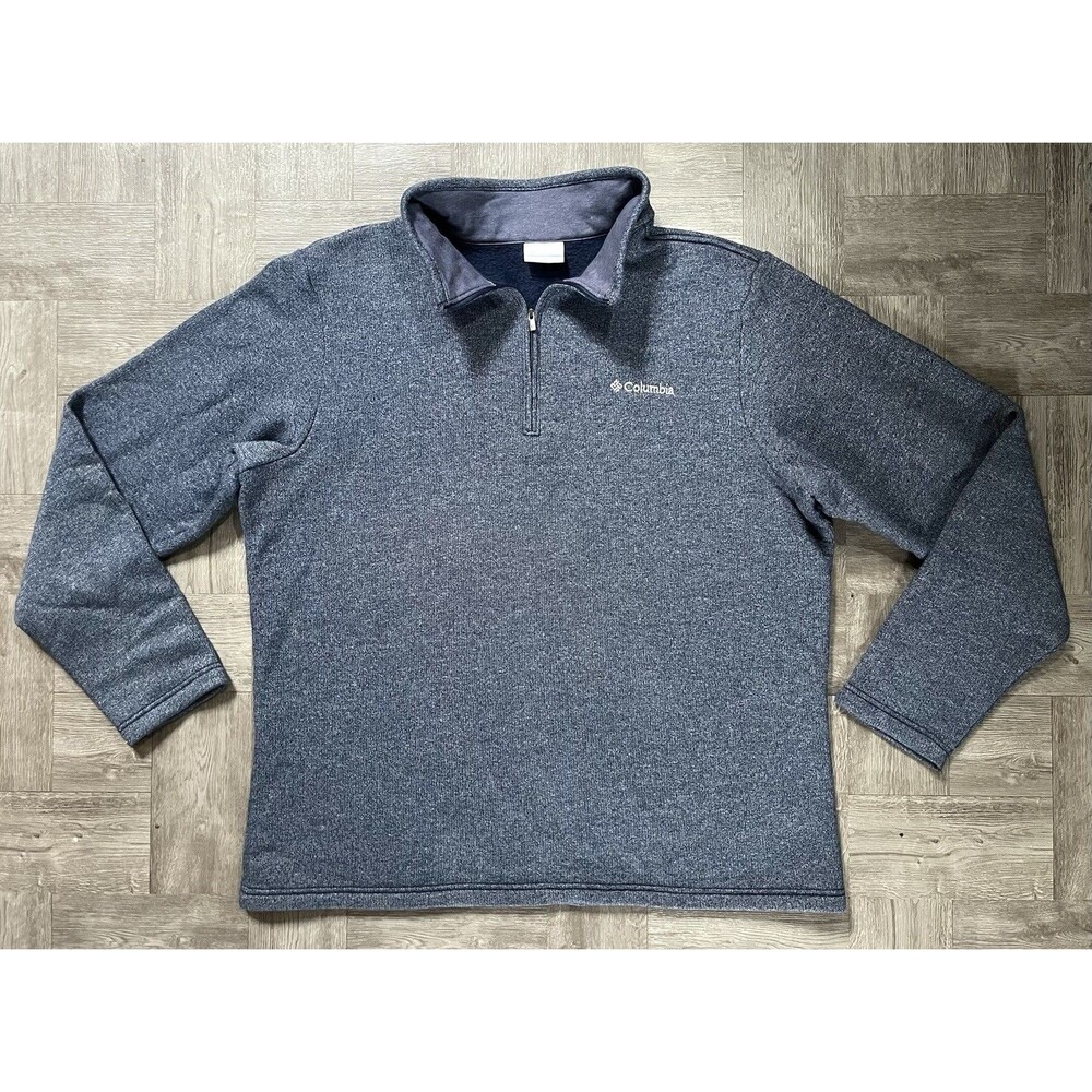 Columbia Great Hart Men’s Large Mountain Fleece Quarter-Zip Pullover Navy Blue L